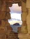 Tantallon Castle view of Bass Rock through window